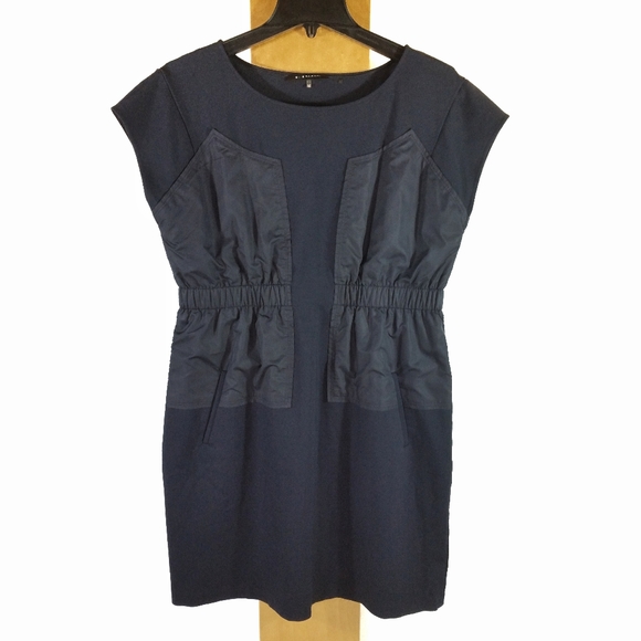 Elie Tahari Large Navy Comfortable Dress (B) - Picture 4 of 7